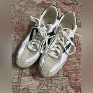 Tretorn size 8 green and white suede and leather sneakers